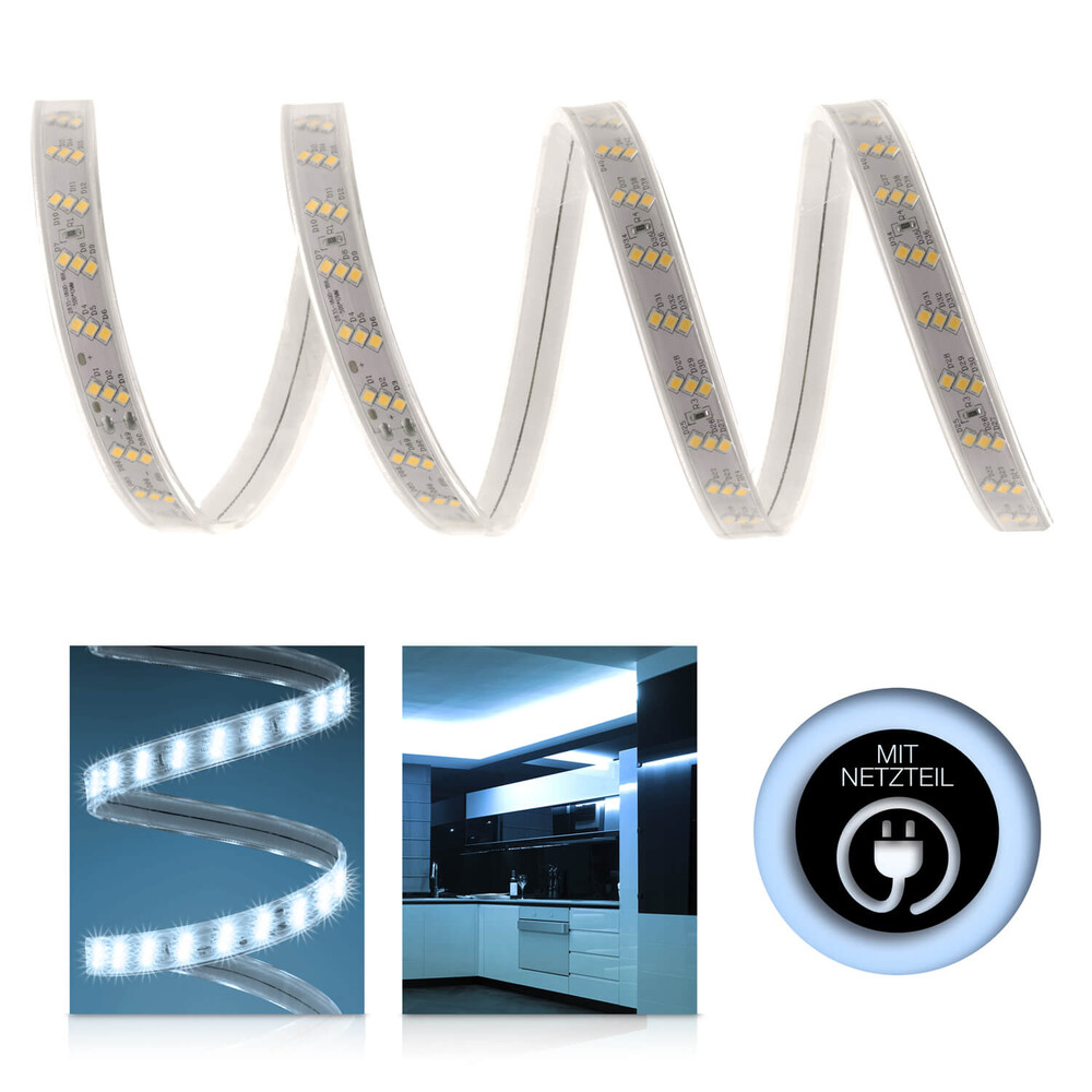 Hochwertiger kaltweißer LED-Streifen von LED Universum mit hoher Leuchtkraft und professioneller Qualität