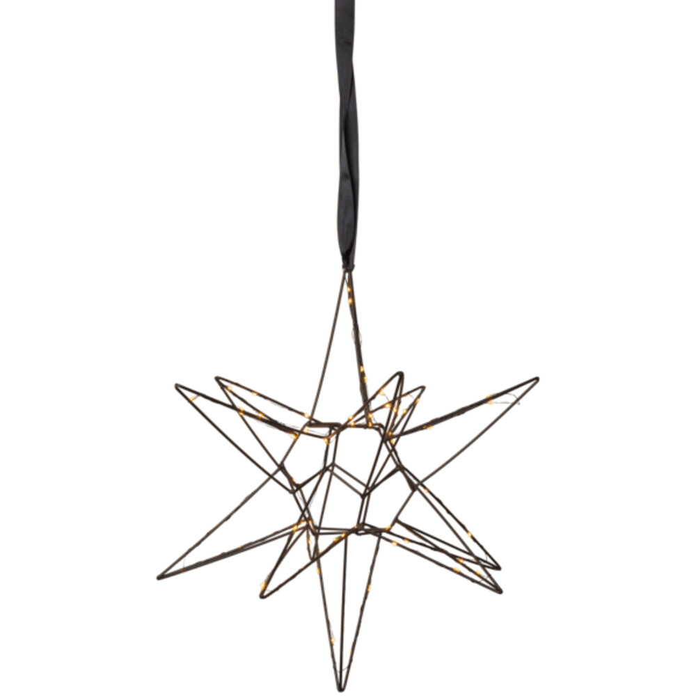 Schwarz glänzender Stern aus Metall von Star Trading mit warmweißen LEDs