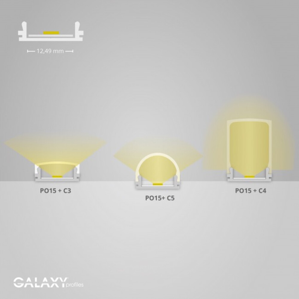 Ultramoderne, äußerst flache LED-Profilbeleuchtung von GALAXY profiles, geeignet für LED-Streifen bis zu 12mm Breite