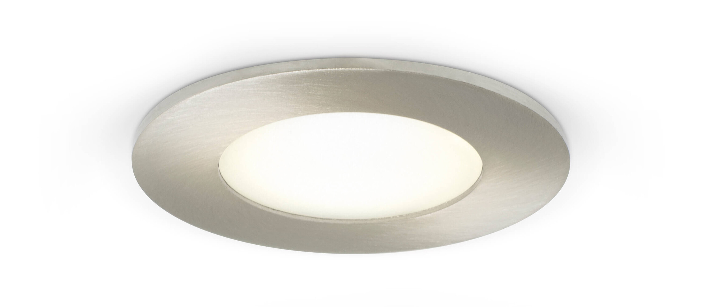 Hochwertiges, rundes, in Metalloptik gehaltenes LED Panel 4W in kaltweißem Licht, nicht dimmbar, von LED Universum