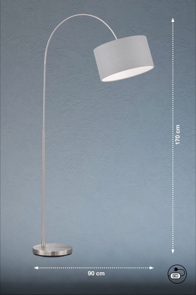 Qualitativ-hochwertige, matt-nickelfarbene Stehlampe von Fischer & Honsel