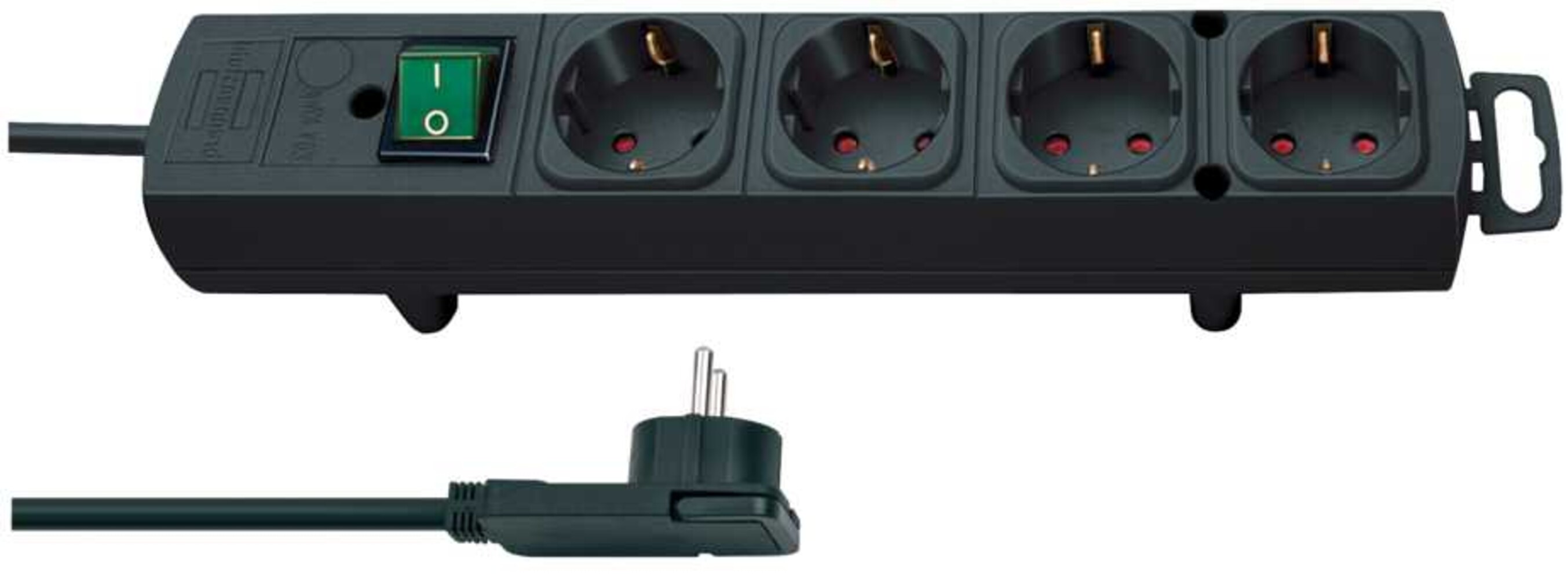Hochwertige Steckdosen von Brennenstuhl Comfort Line Plus 4 fach mit Schalter und Flachstecker 2m Kabel schwarz