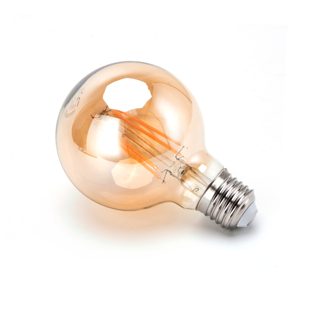 LED Universum Leuchtmittel Filament Glühlampe G80 Sockel E27 8W 2200K Amber 650lm Ø80xH120mm