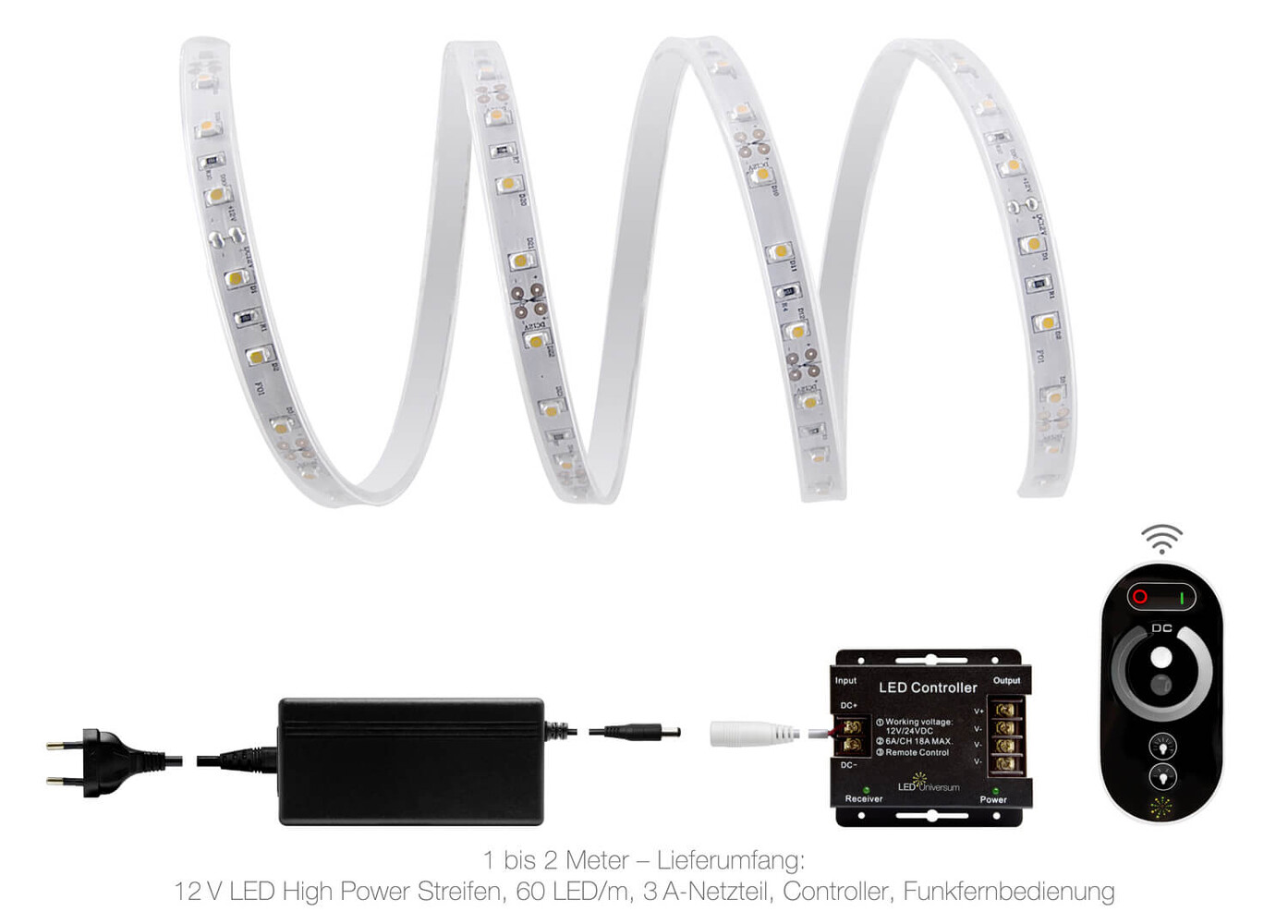 Hochwertiger High Power LED Streifen warmweiß mit 60 LED pro Meter, professionell und wasserdicht, von LED Universum