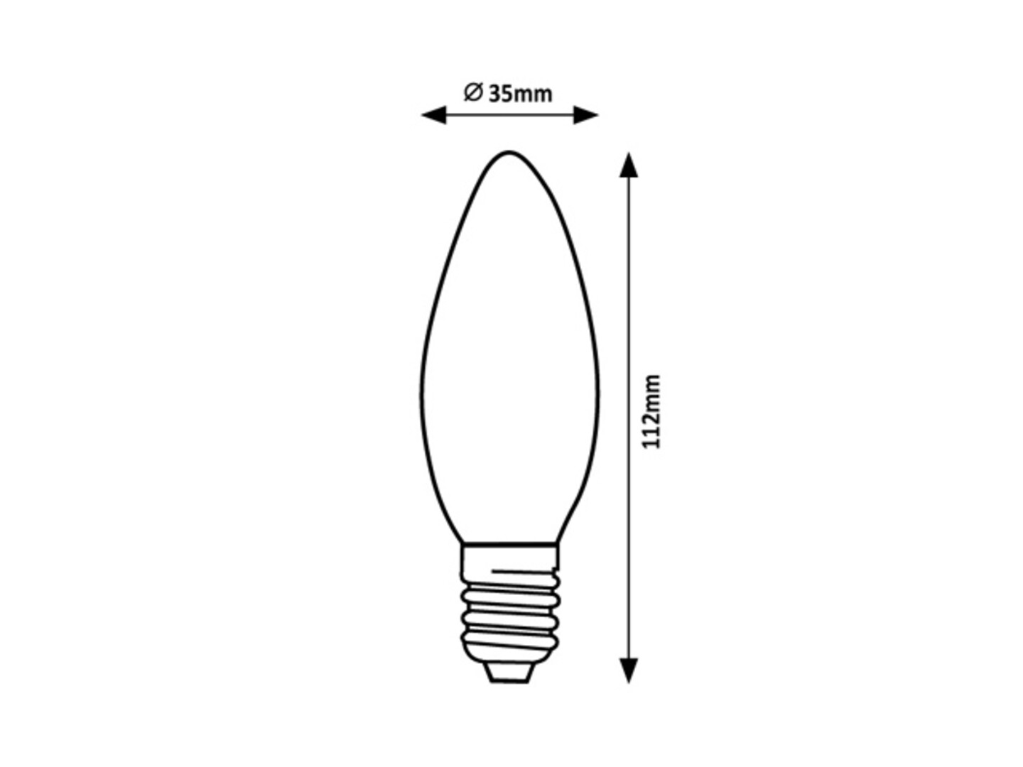Filament Leuchtmittel 79011, E14, 2W, 3000K, 470lm, Metall-Kunststoff, warmweiß, ø35mm