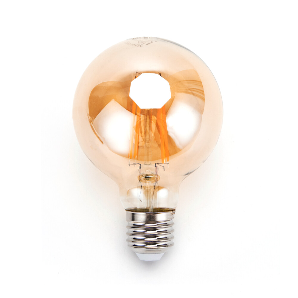 LED Universum E27 Leuchtmittel Filament Glühlampe G80 Amber 6W 2200K 550lm