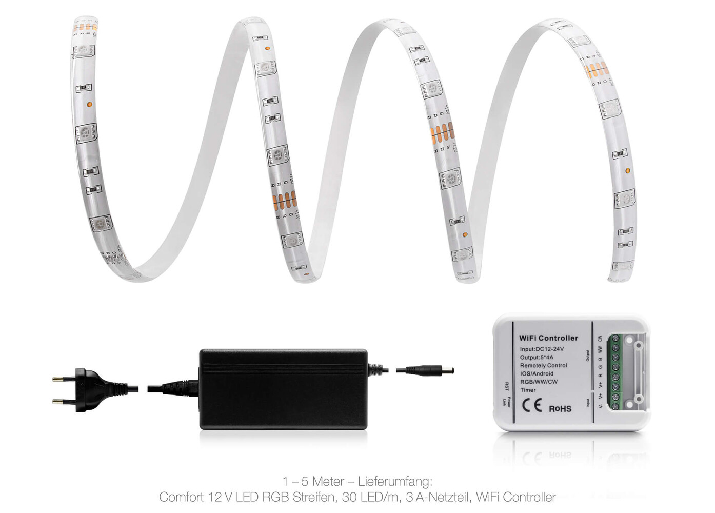Qualitativ hochwertiger RGB LED Streifen von LED Universum mit WLAN SET und Magic Home Controller