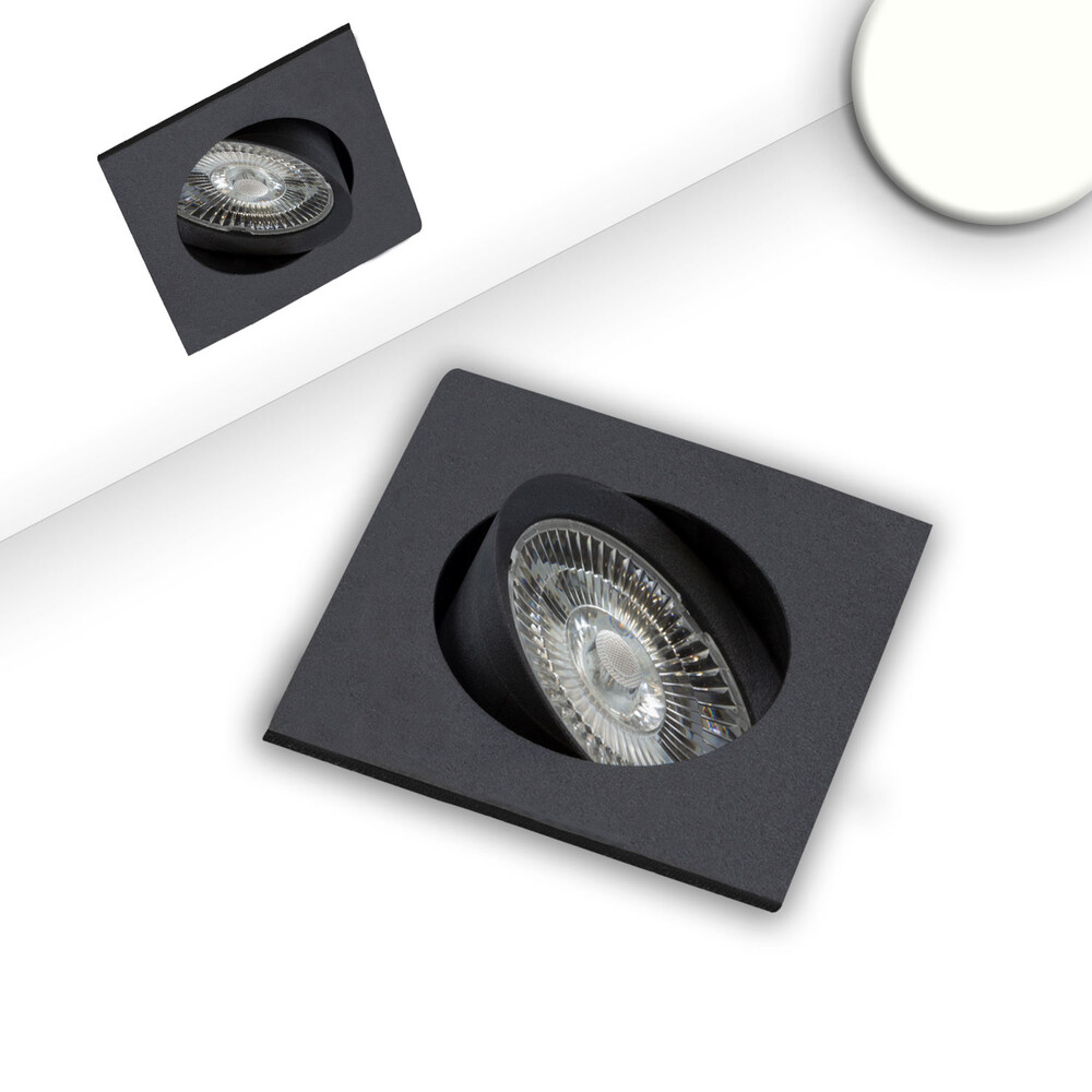Stilvolle eckige LED Einbauleuchte in schwarz von Isoled, dimmbar