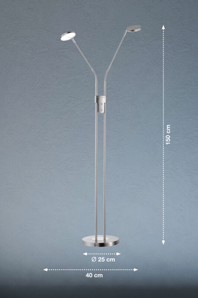 zeitlos elegante LED Stehlampe in nickelfarben von FHL easy