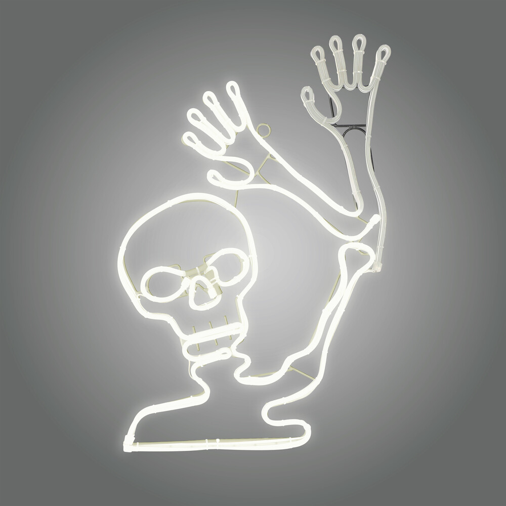 LED Universum 04887 - LED Fensterbild Neon Skelett "Bonesy" 33 x 49 cm weiß