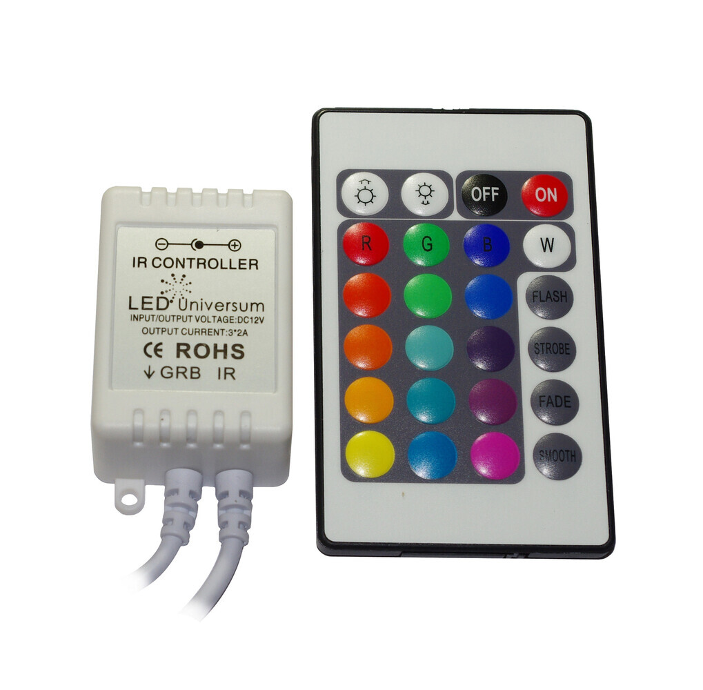Komfortable und steuerbare 24 Tasten IR Fernbedienung für RGB LED Streifen von LED Universum
