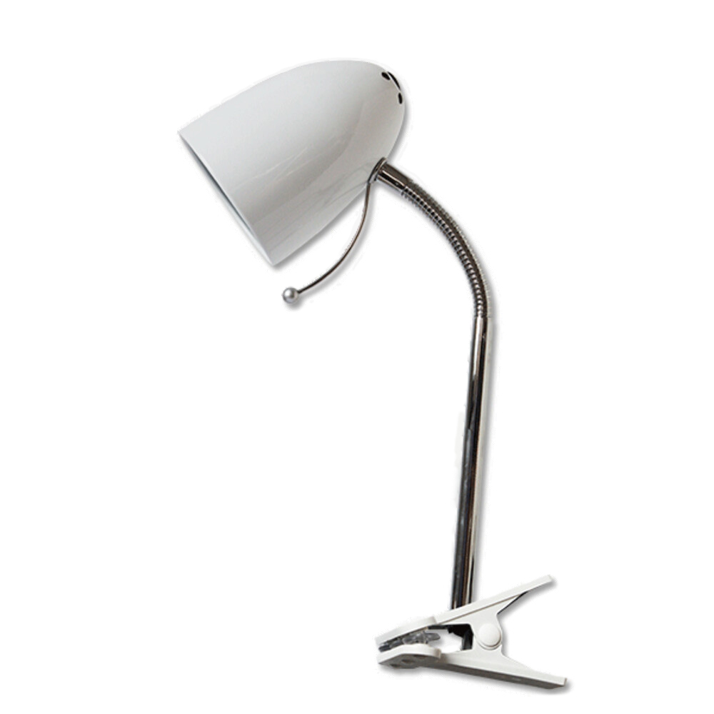 Schreibtischlampe Tischleuchte mit Schwanenhals zum Klemmen weiß/chrom Sockel E27 L112xH350mm