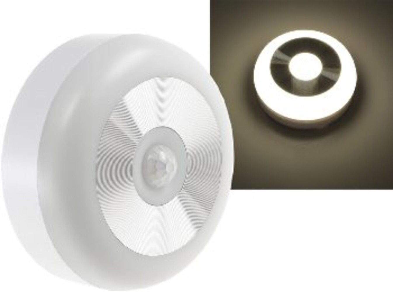 Eine warmweiße LED-Innenleuchte von ChiliTec mit eingebautem PIR-Bewegungsmelder