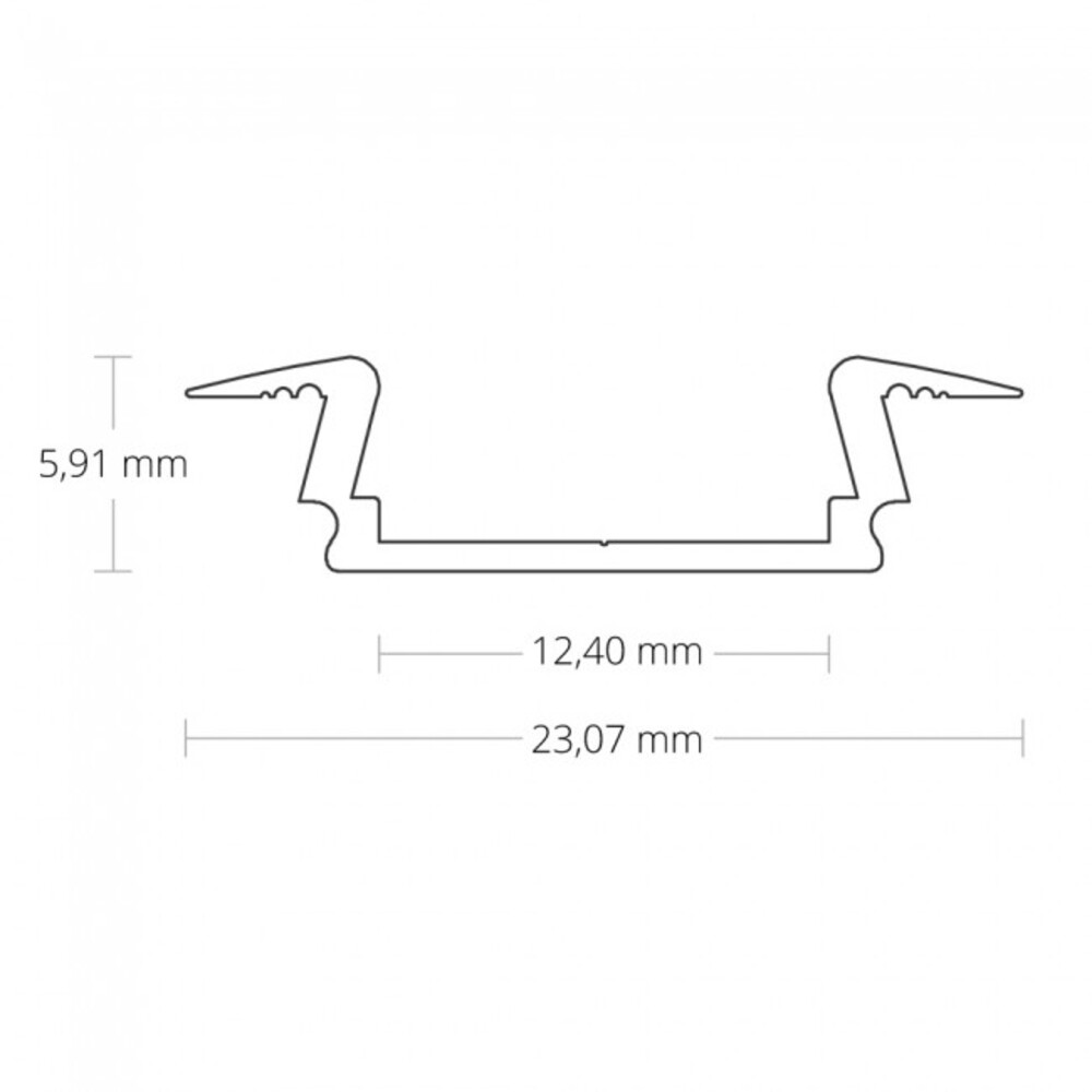 Schlankes und effizientes LED-Profil von GALAXY profiles mit einer Länge von 200 cm, flachem Design und Flügeln, in strahlendem Weiß RAL 9010 für LED-Stripes bis zu 12 mm Breite