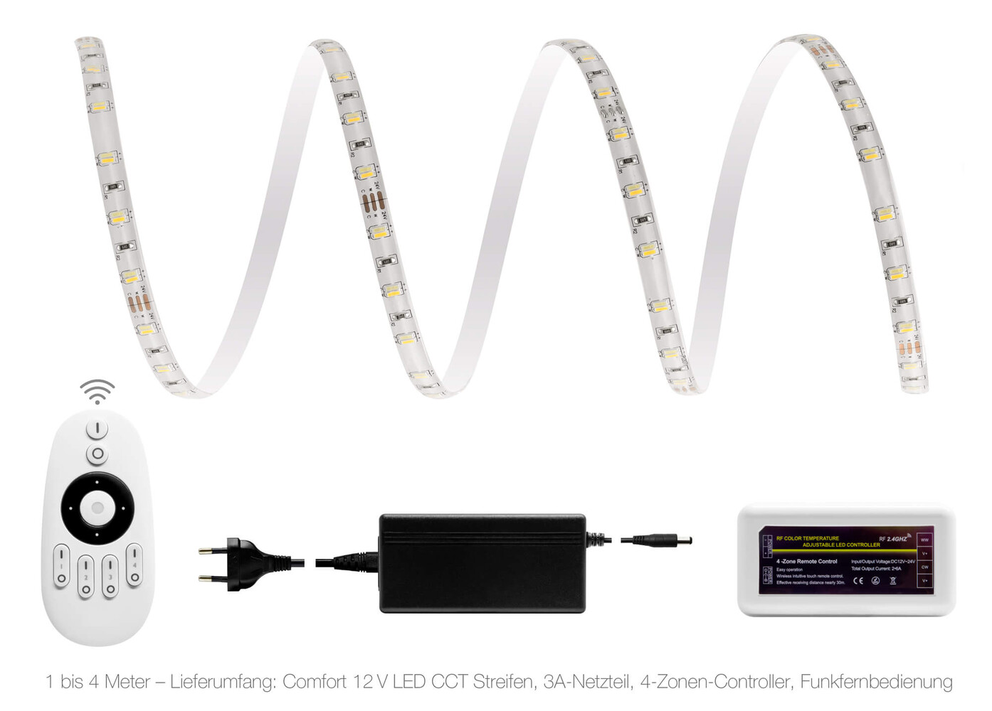 Hochwertiger, moderner LED Streifen von LED Universum mit innovativer langlebiger Funktechnologie und komfortabler Fernbedienung