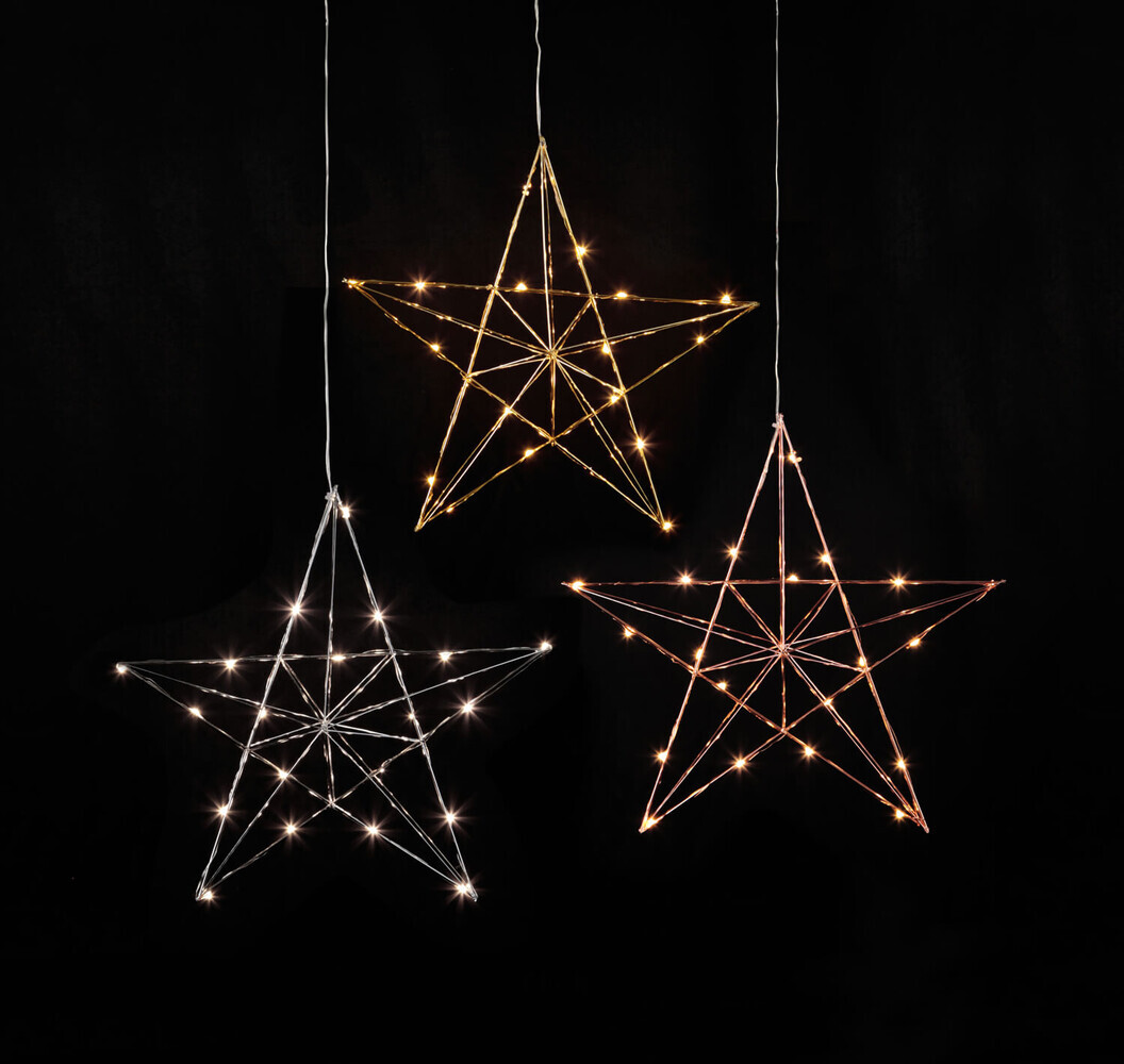 schöner chromfarbener LED Drahtstern von Star Trading