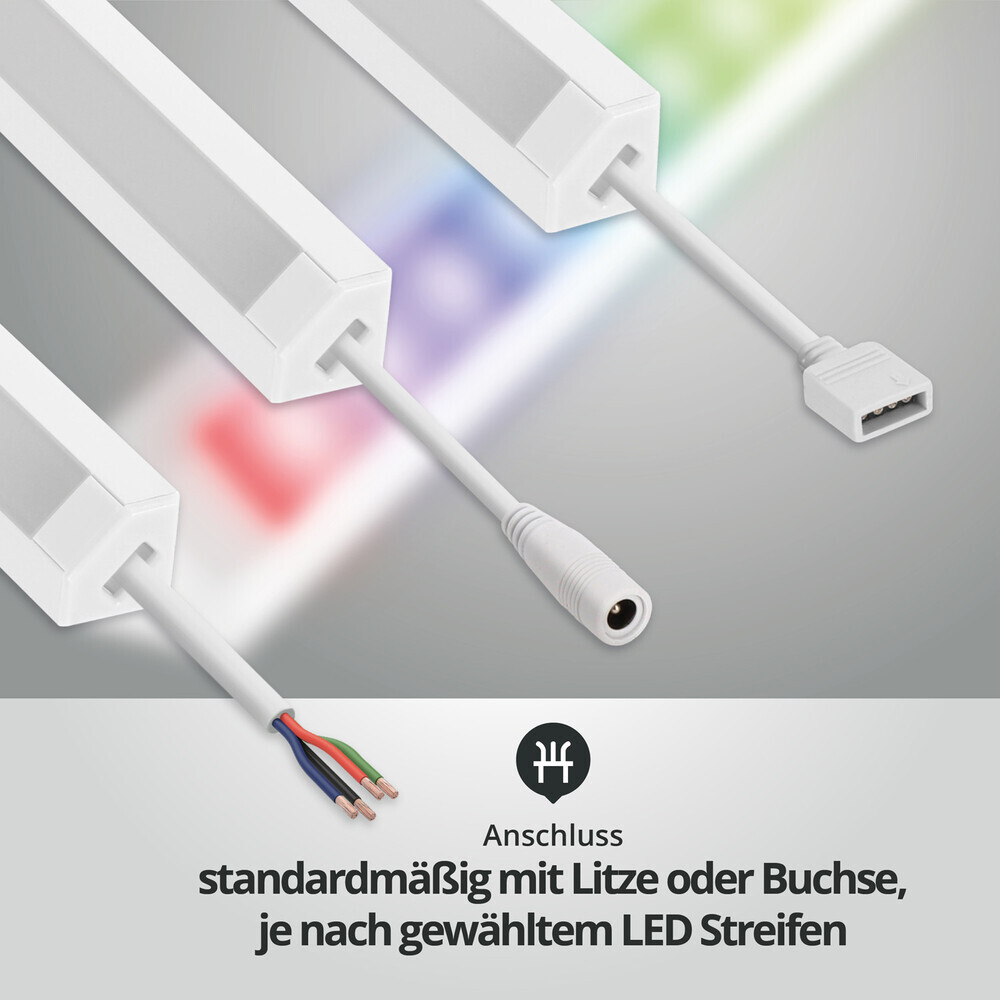 Farbenprächtige LED Leiste Basic Classic von LED Universum, leuchtet in purem RGB, ideal für Eck-Nischen