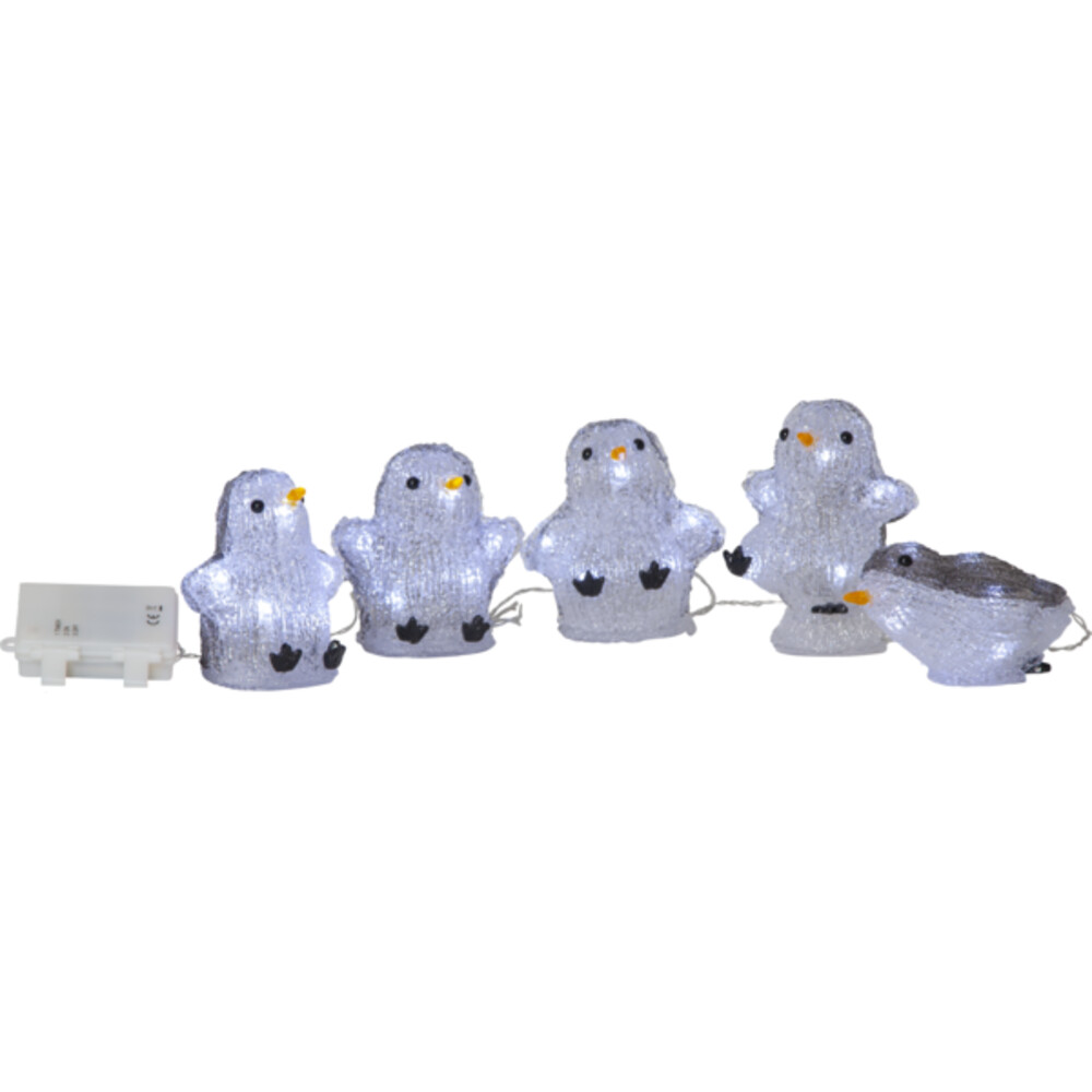 Weiß-schwarze Pinguine Leuchtfiguren von Star Trading mit 8 LED Lichtern pro Figur