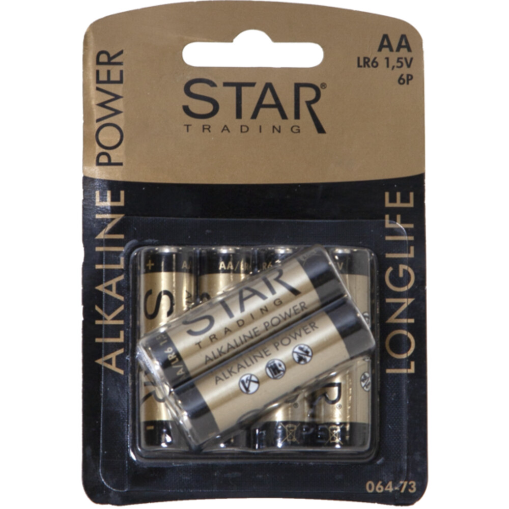 Hervorragende AA-Batterien von Star Trading in einer handlichen Verpackung mit 6 Stück
