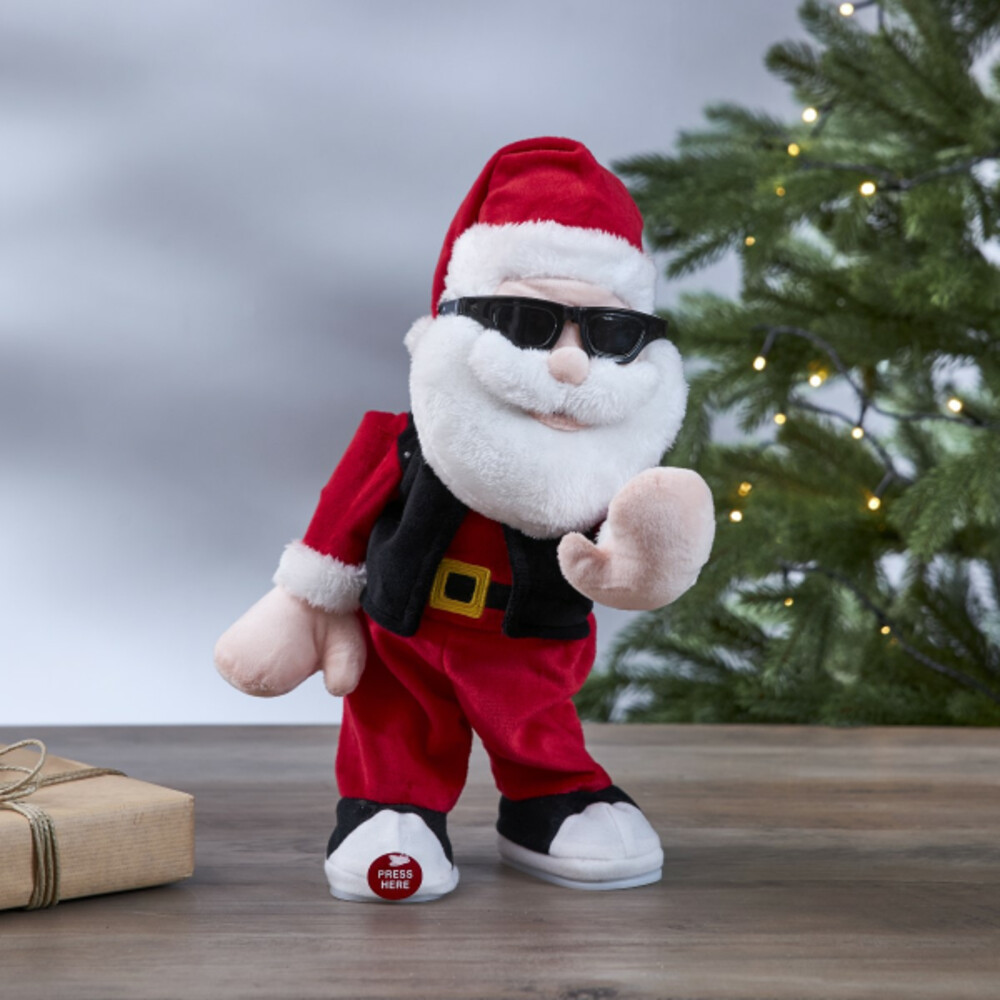 Farbenfrohe Leuchtfigur Santa Claus von Star Trading mit Sound und Bewegung