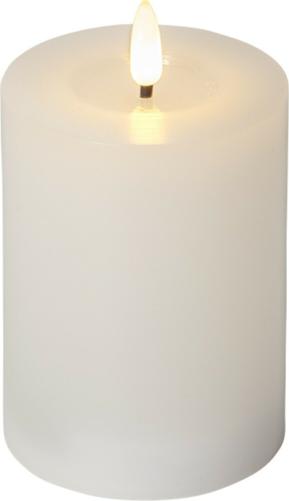 Stilvolle weiße LED-Kerze von Star Trading mit beweglicher Flamme und Timerfunktion