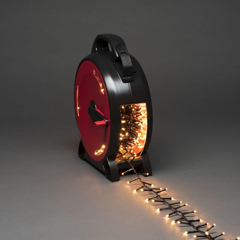 Bernsteinfarbene Micro LED Compactlights mit Kabelaufroller für Außenbereich von Konstsmide