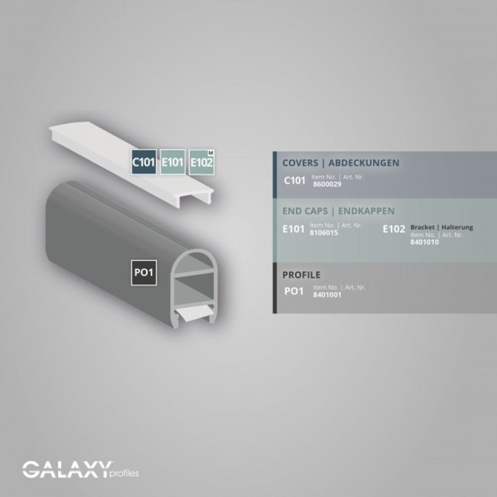Glänzendes LED-Profil von GALAXY profiles als Kleiderstange mit einer Länge von 200cm und Platz für LED Stripes mit maximal 12mm Breite