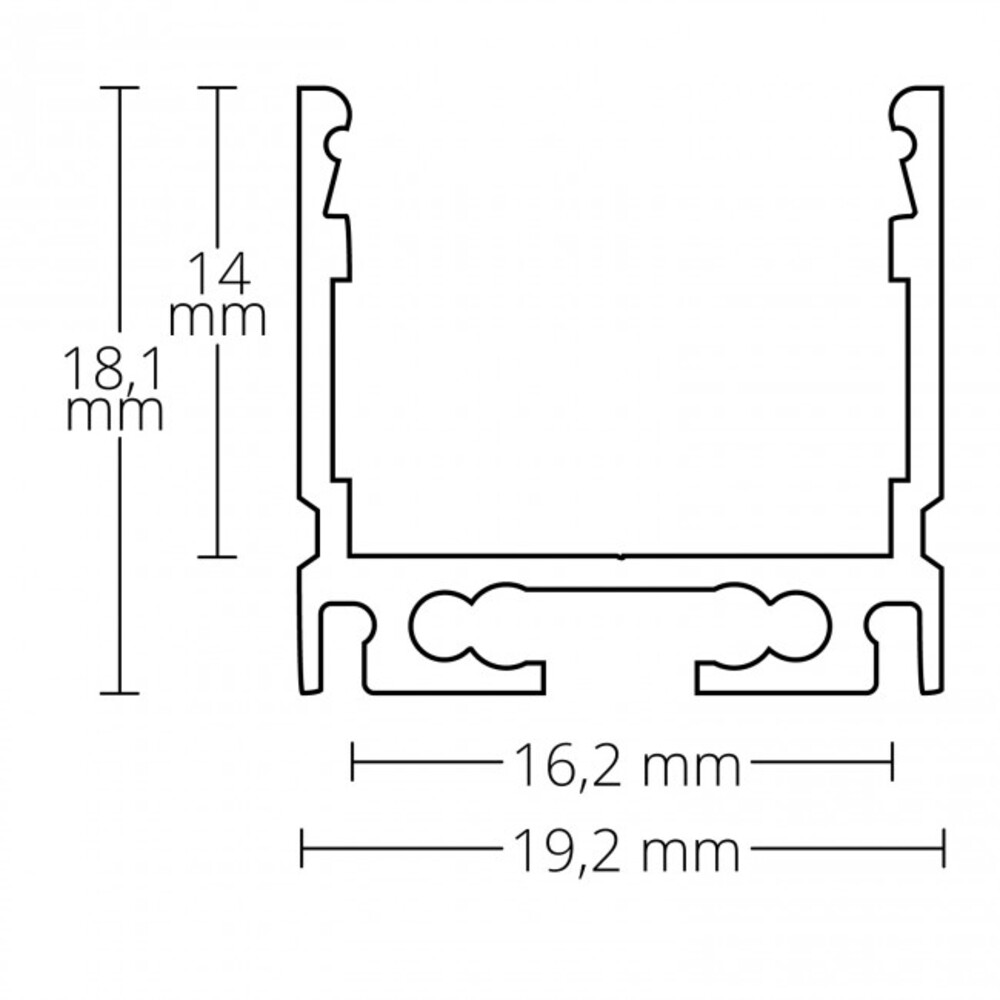 Hochwertiges LED-Profil von GALAXY profiles mit einer Länge von 200 cm, geeignet für LED-Stripes mit einer Breite von maximal 16 mm