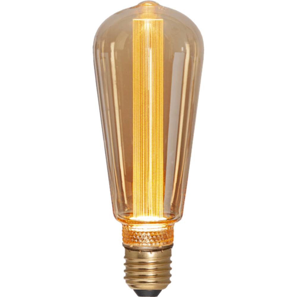 Amberfarbene LED-Leuchtmittel in birnenförmiger Ausführung von Star Trading mit sanftem Leuchten.