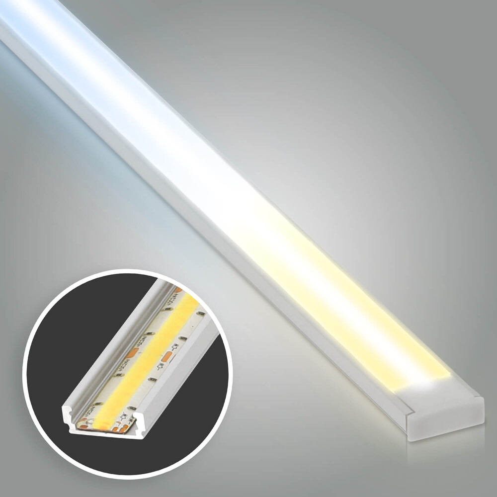 Schmale LED Leiste in Silber von LED Universum, mit Premium Qualität und 24V CCT COB Technologie