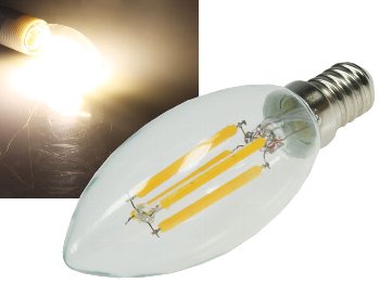 LED Kerzenlampe E14 "Filament K4", 3000k, 360lm, 230V/4W, warmweiß