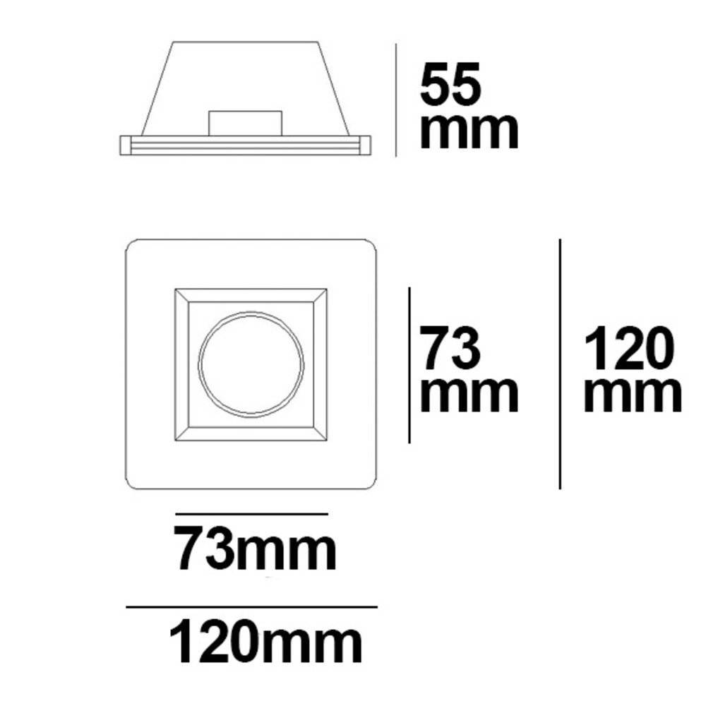 Ein quadratischer, weißer Deckenstrahler von Isoled, eingebaut in Gips