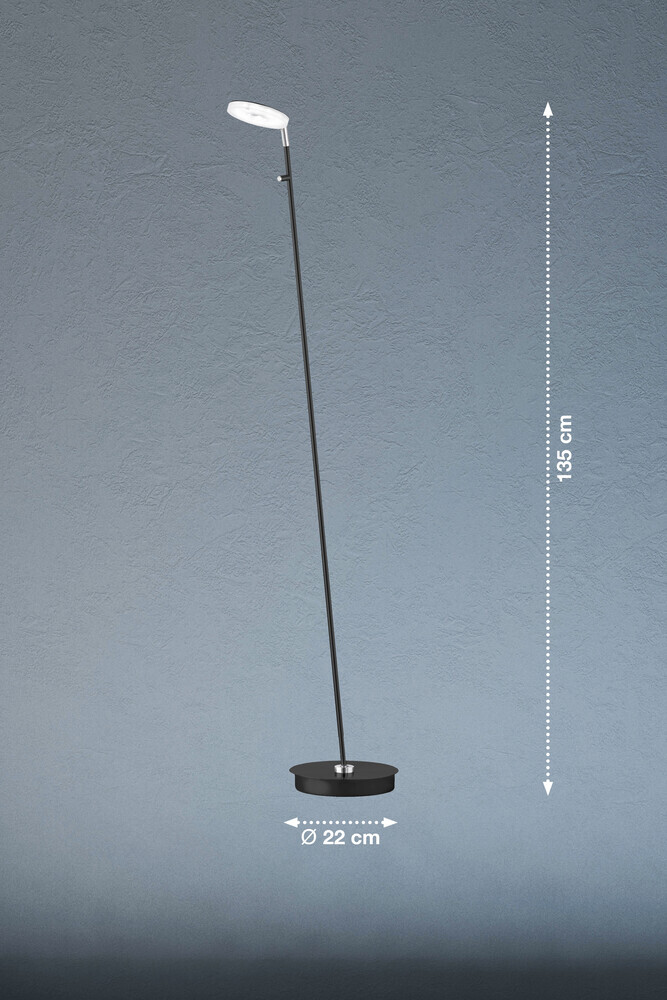 Elegante sandschwarze Stehlampe aus Metall von der Marke Fischer & Honsel