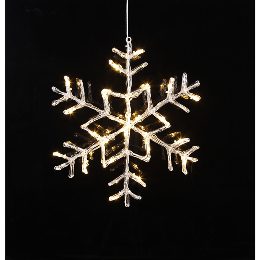 Eindrucksvolle, strahlende LED-Acryl-Schneeflocke von Star Trading für ein stimmungsvolles Ambiente