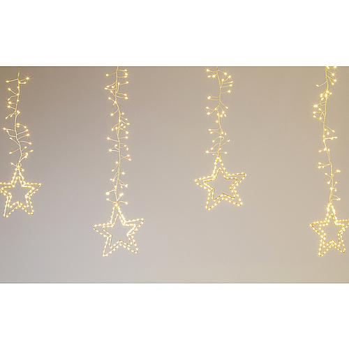 LED Eisregen-Lichtervorhang mit Sternen - 63716