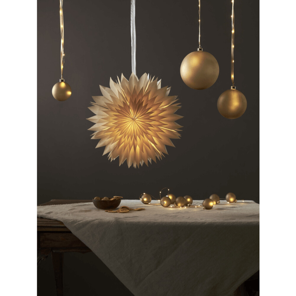 Luxuriöse goldene Solar-Kugel von Star Trading mit dekorativen LED-Lichtern