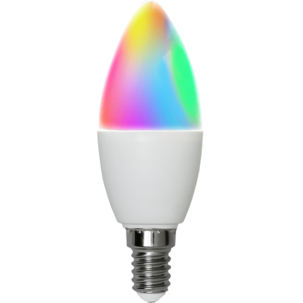 Beleuchtendes LED-Leuchtmittel der Marke Star Trading mit 2700K Farbtemperatur und der Fähigkeit, per App die Farbe zu steuern