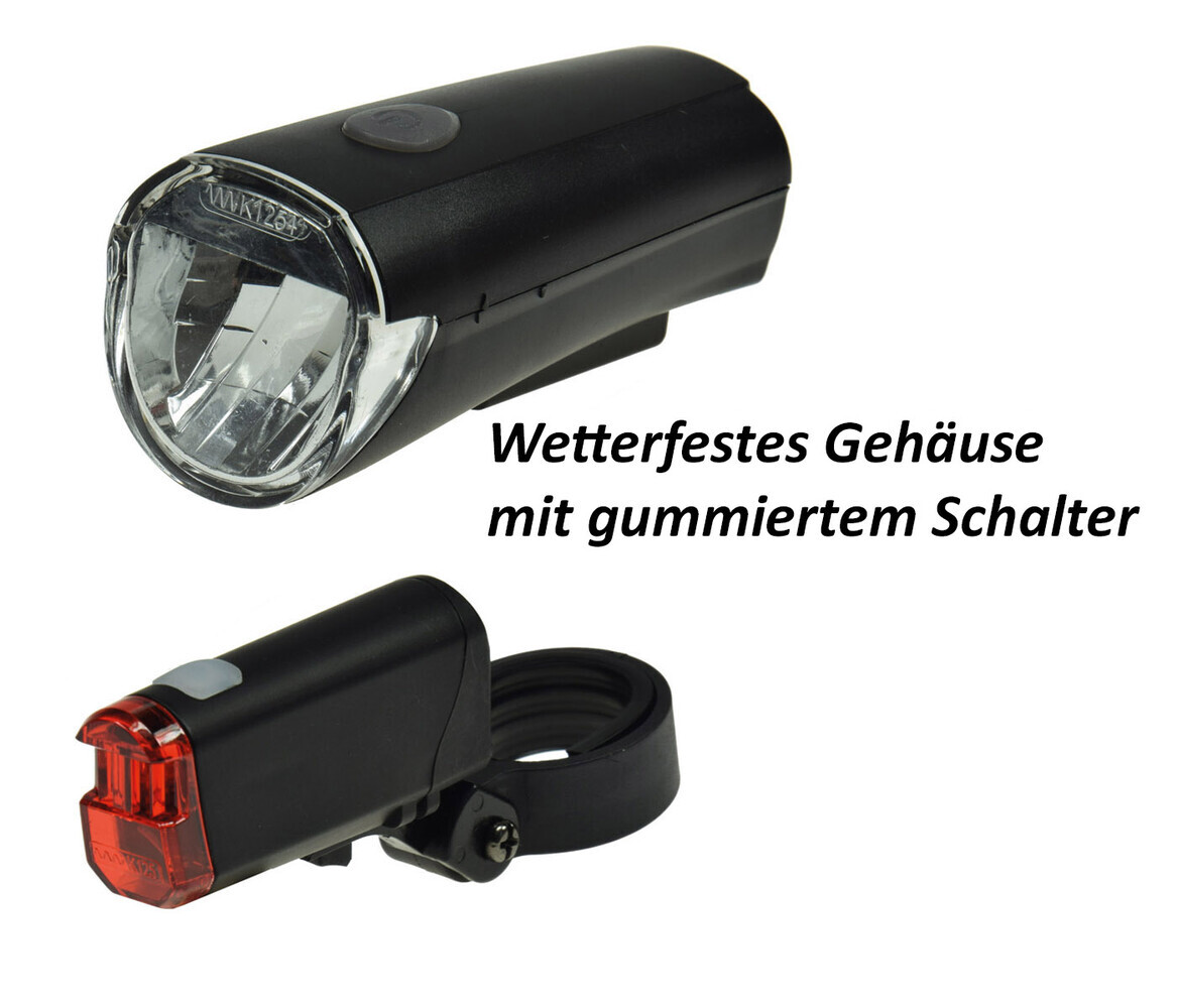 Hochqualitative Fahrradbeleuchtung der Marke ChiliTec mit leuchtstarker LED und Batteriebetrieb
