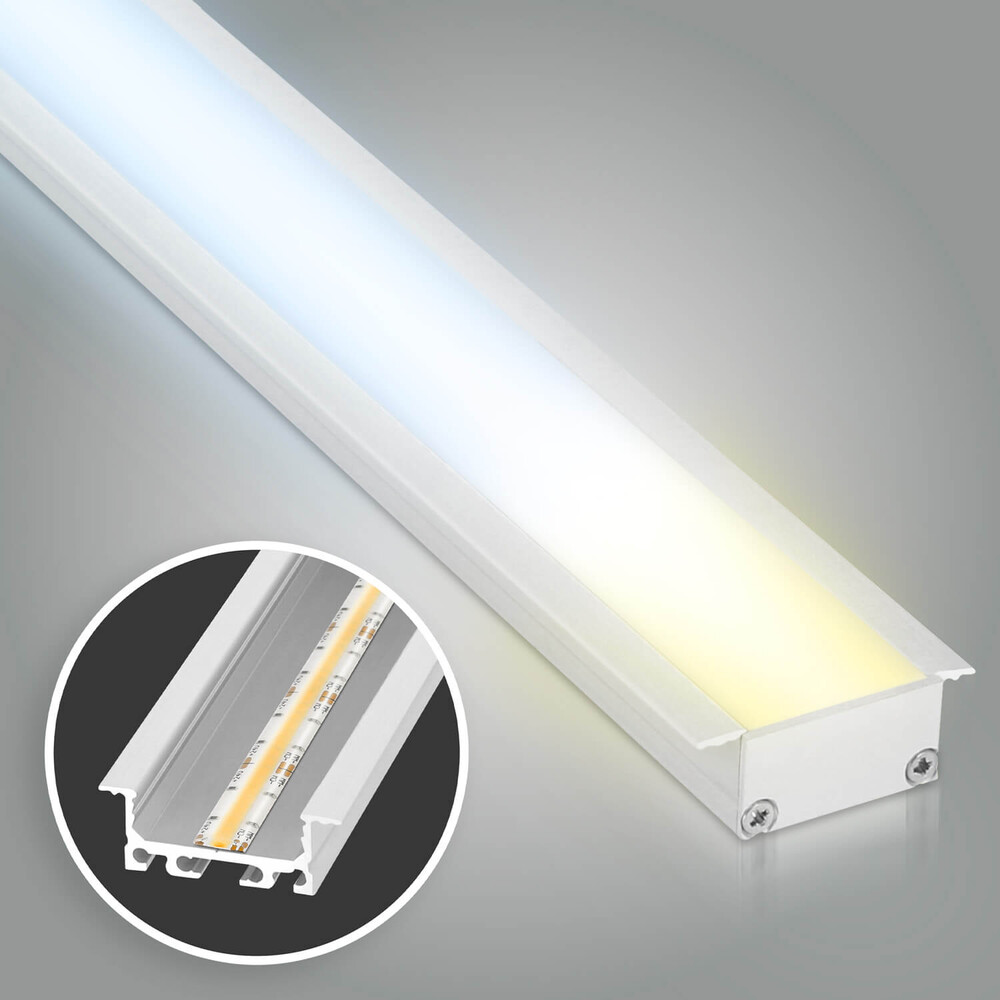 Hochwertige silberne LED Leiste Premium von LED Universum, wasserdicht und breiter Einbau