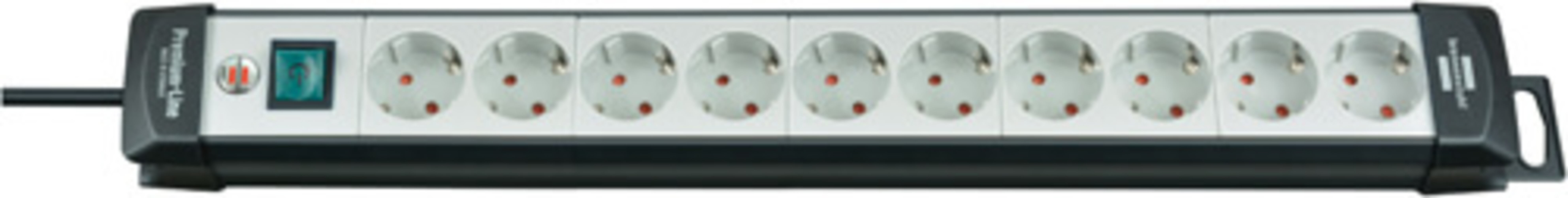 Schwarze und lichtgraue Brennenstuhl Steckdosenleiste mit 10-fachem Anschluss für zuverlässige Stromversorgung