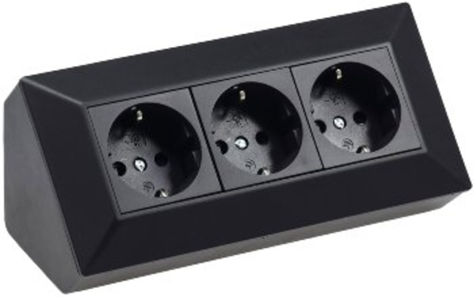 Schwarzer, dreifacher Steckdosenblock von ChiliTec für Aufbaumontage mit 250V und 16A