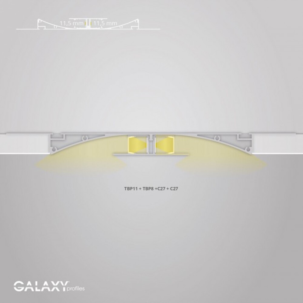 Hochwertiges LED Profil von GALAXY profiles in strahlendem Weiß, ideal für LED Stripes mit maximal 11 mm Breite