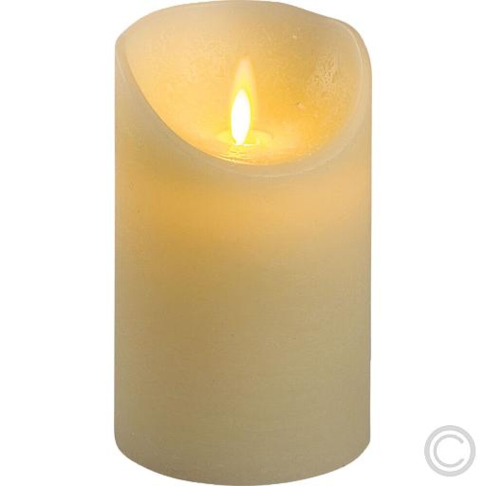 Schöne, warm leuchtende LED Kerze von Lotti in nostalgischer Elfenbein Farbe