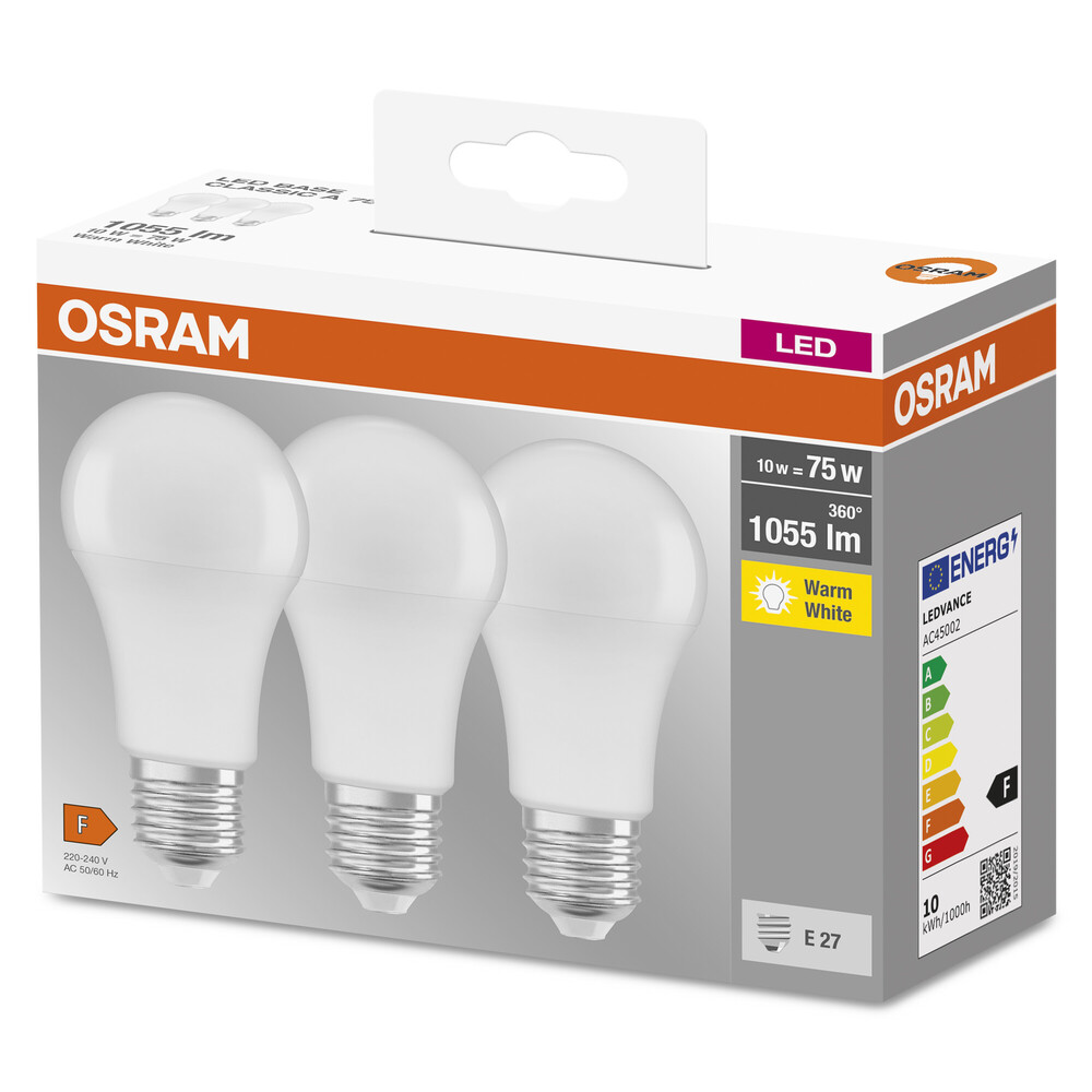 Hochwertiges LED-Leuchtmittel von OSRAM mit einer Farbtemperatur von 2700 K und einer Helligkeit von 1055 lm