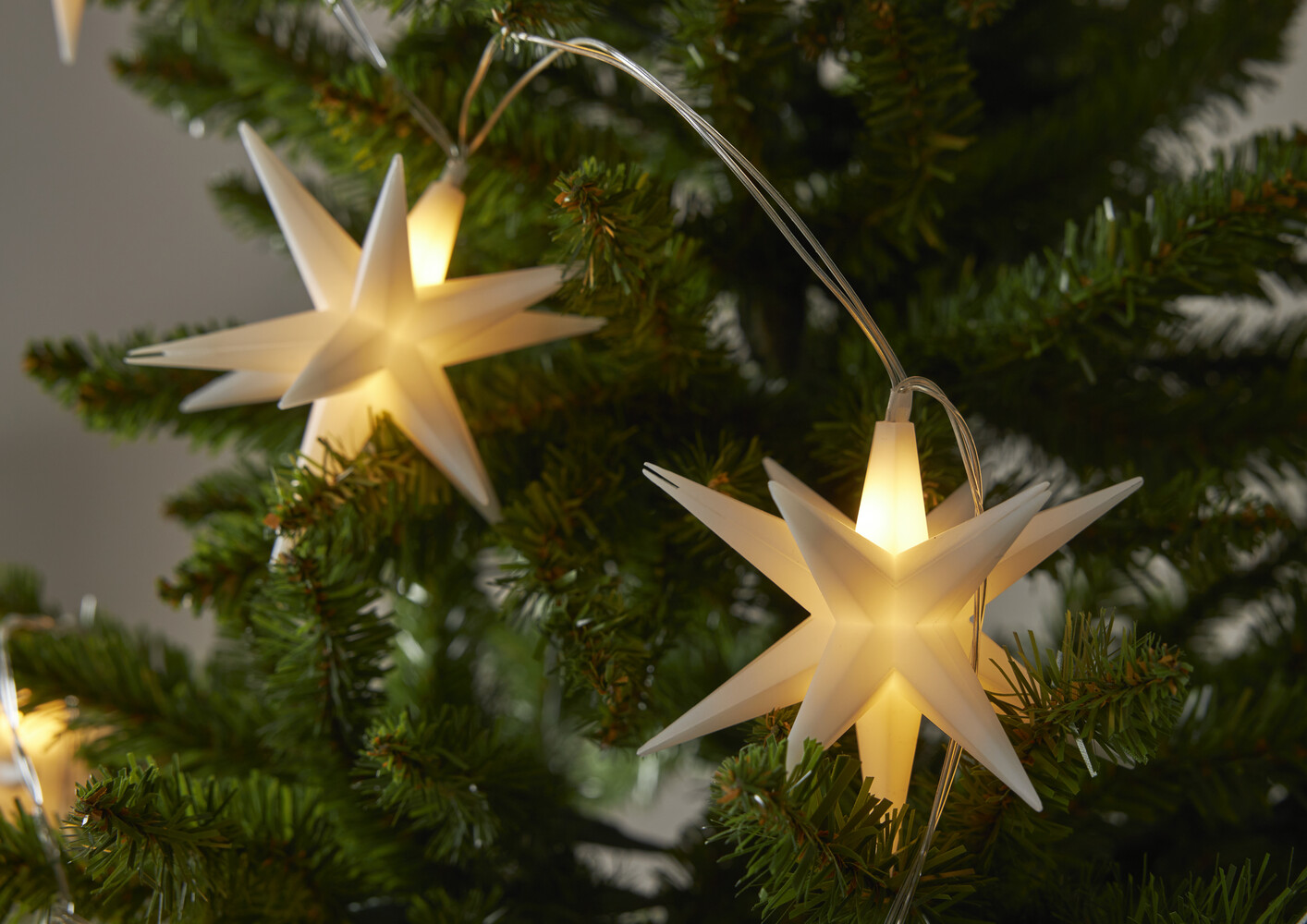 Star Trading 729-62 LED-Lichterkette "December"8 ww LED, weiß, 3D-Sterne, ca. 210x10 cm, Batterie, Timer,Vierfarb-Karton