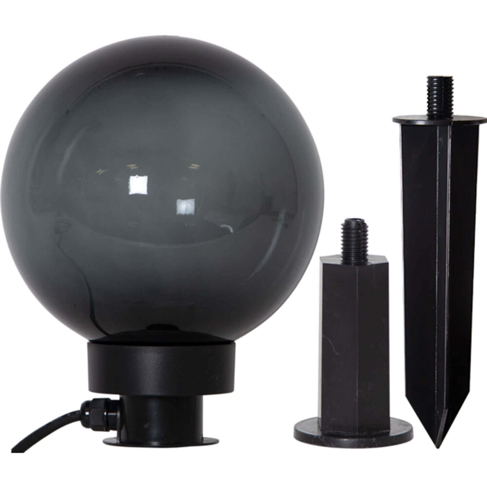 Schwarze, stilvolle Dekoleuchte von Star Trading mit einer Ø 20 cm großen, funkelnden LED Kugel