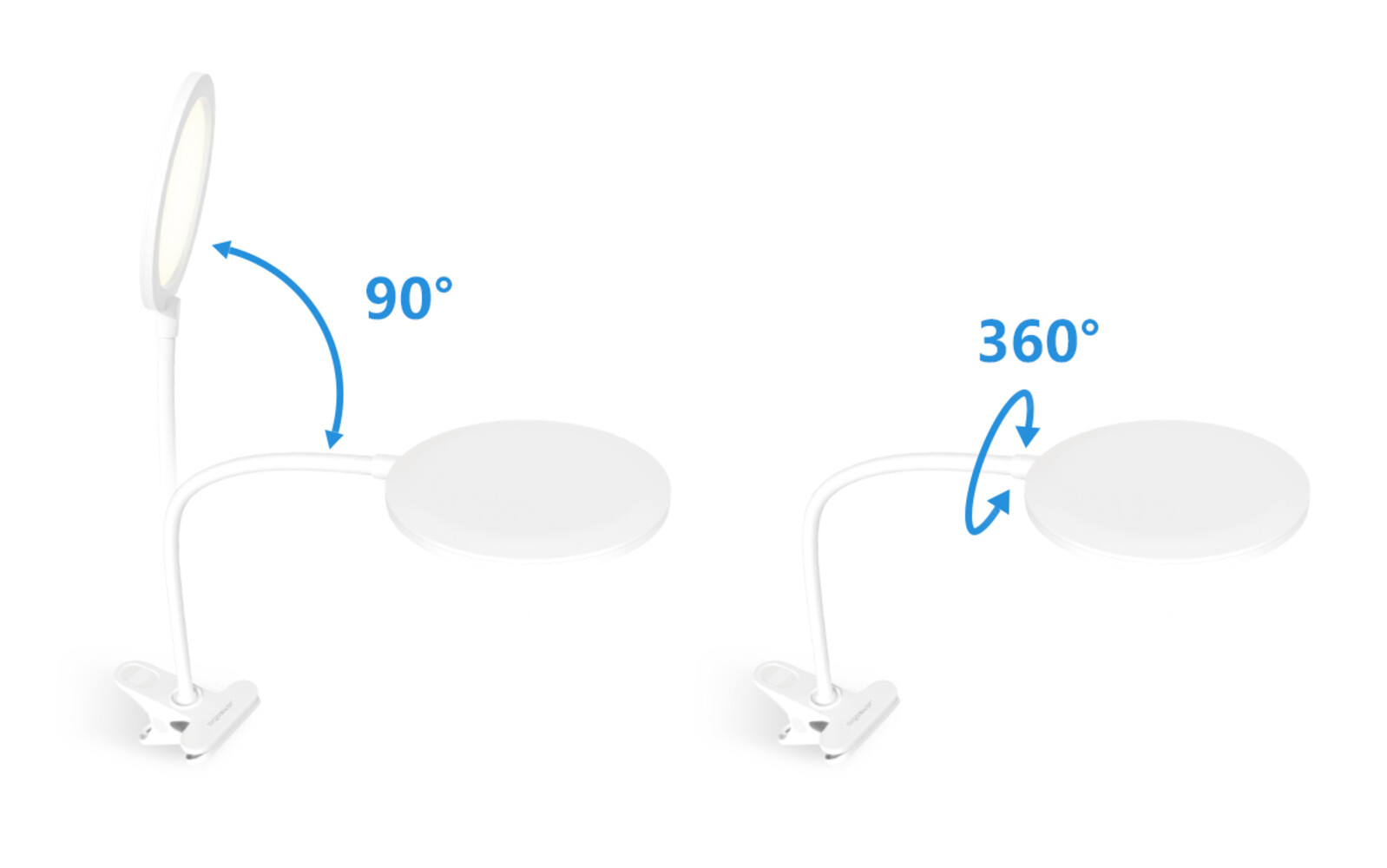 Stilvolle weiße Tischleuchte zum Klemmen mit Augenschutz von LED Universum