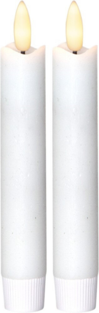 Set aus zwei eleganten LED Kerzen in Weiß von der Marke Star Trading, mit faszinierender Flammenoptik und batteriebetriebener Timer-Funktion
