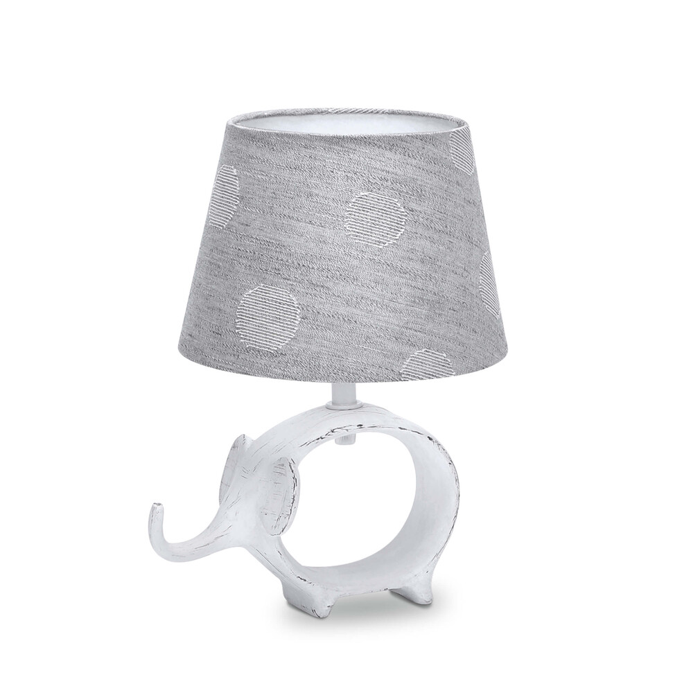 Elegante Tischleuchte aus Keramik mit charmantem Elefantendetail in Vintage grau-weiß von LED Universum