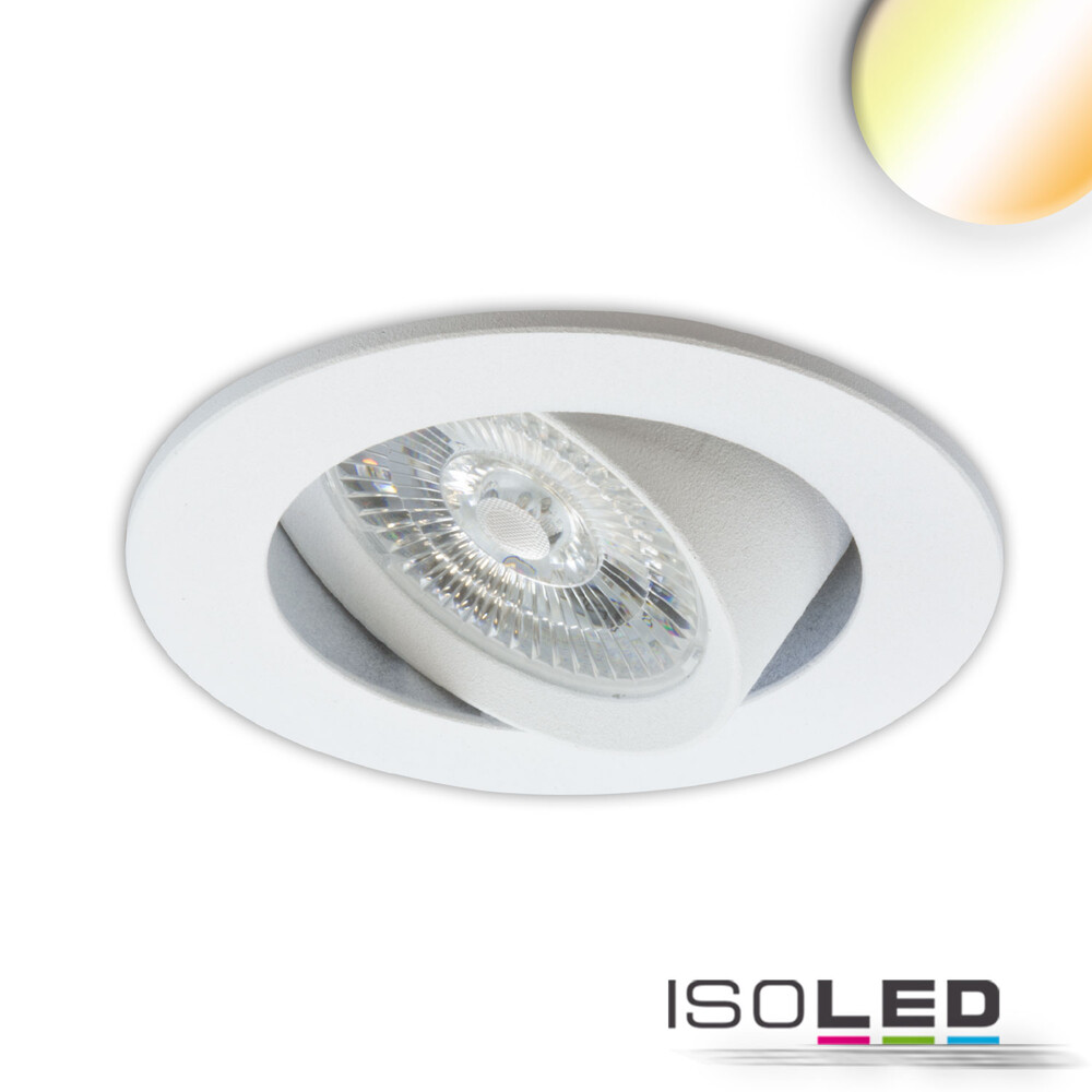 Weiße, runde LED-Einbauleuchte mit Dimm to warm Funktion von Isoled